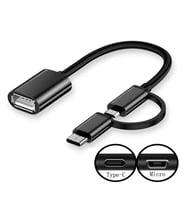 Ahandabuldum Tablet Telefon ile uyumlu USB 3.0 Type C ve Micro USB Otg Adaptör (Düz Siyah)