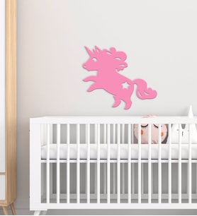 BK Gift Unicorn Tasarımlı Çocuk Odası Ahşap Duvar Süsü-1 (Beyaz)