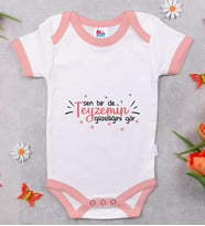 BK Kids Sen Bir De Teyzemin Güzelliğini Gör Tasarımlı Pembe Bebek Body Zıbın-1