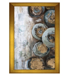 Soyut Şekiller Motifli Kanvas Tablo 50 x 70 cm Gold Çerçeve