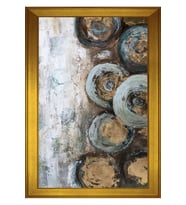 Soyut Şekiller Motifli Kanvas Tablo 50 x 70 cm Gold Çerçeve