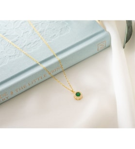 Saklı Takı 925 Ayar Gümüş Mayıs Ayı Doğum Taşı ( Emerald ) Kolye