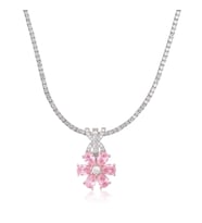 925 Ayar Gümüş Su Yolu Manolya Kolye (Pembe)