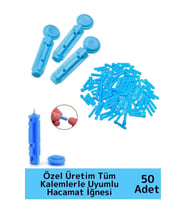 Özel Üretim Dayanıklı Tüm Kalemlerle Uyumlu Şeker Parmak Delme Hacamat Kalem İğnesi 50 Adet-1 Kutu