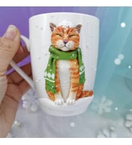 kar altında kedi kupa