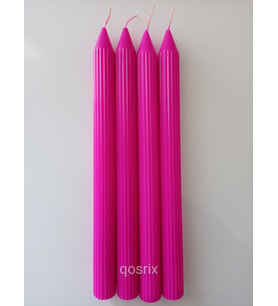 qosrix 4'lü Pembe Fuşya Şamdan Mumu 1. Kalite Doğal Kokulu Uzun Çubuk Konik Mum Dekoratif