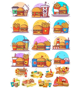 Yemekler Sticker Set 20 Parça Telefon, Tablet, Defter, Laptop Sticker