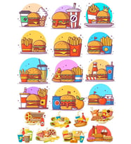 Yemekler Sticker Set 20 Parça Telefon, Tablet, Defter, Laptop Sticker