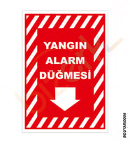 Bizerk Görsel Yangın Alarm Düğmesi Uyarı Levhası İSG İkaz Tabelası 3mm Dekota UV Baskı-A3