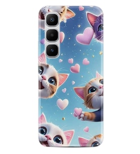 Infinix Hot 60 Kılıf Boutique Baskılı Resimli Kalp ve Kedi Pcode -035