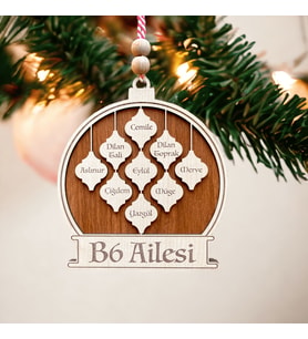 Kişiselleştirilebilir Aile Üye İsimleriyle Yılbaşı Ağacı Süsü, Aile Ağacı Yılbaşı Çam Ağacı Süsü