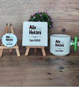 Aile Hekimi Hediye Seti Kupa Bardak T Kulplu, Dekoratif Taş, Anahtarlık Doktora Tıp Bayramı Hediyesi (Model 8)