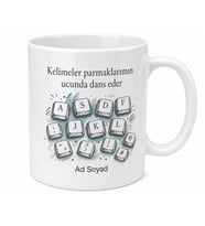 Klavye Tuşları Çizimli Hızlı Yazan Sekreter ve Yazarlara Kupa Bardak Hediye