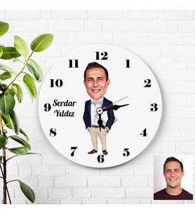 Karikatürlü Organizatör Kişiye Özel Duvar Saati