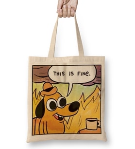 This Is Fine 01 Bez Çanta Uzun Saplı