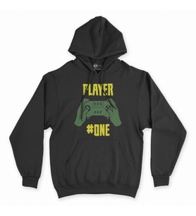 Pembe Player One  Siyah Kapşonlu Sweatshirt Hoddie