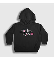 Presmono Unisex Çocuk Siyah Logo Squid Game Kapüşonlu Sweatshirt 261008tt