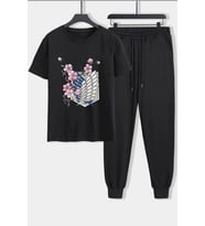 Unisex Flowers Baskılı 2'li Eşofman Takımı (Siyah)