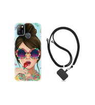 Infinix Smart 5 Kılıf Desenli Silikon Boyun Askılı Sugar And Woman 1418