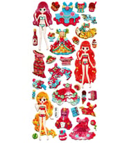 Sticker Kabartmalı Stiker Defter, Planlayıcı Etiket (sk104) 9x18 cm- Kız Giydirme