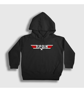 Presmono Unisex Çocuk Siyah Logo Tom Cruise Pilot Film Top Gun Kapüşonlu Sweatshirt 460157tt