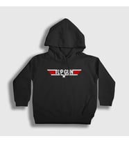 Presmono Unisex Çocuk Siyah Logo Tom Cruise Pilot Film Top Gun Kapüşonlu Sweatshirt 460157tt