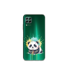Huawei P40 Lite ile Uyumlu Splash Panda Tasarımlı Şeffaf Silikon Kılıf