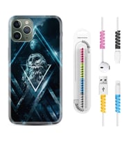 Apple iPhone 11 12 13 14 Pro Max Kılıf Kablo Koruma Spiral Silikon Old Owl 1649