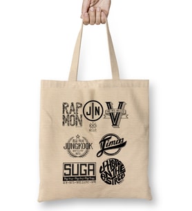 Bts Members Logo Bez Çanta Uzun Saplı