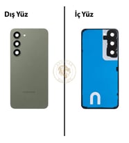 Samsung Galaxy S23 Yeşil Renk Lensli Arka Kapak Arka Cam Batarya Kapağı Pil Kapağı Lazer Kesim Back Cover Galaxy S23 Uyumlu
