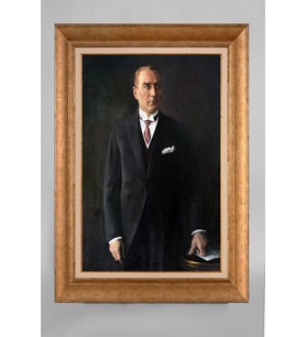 Çerçeveli Paspartulu Atatürk Tablo a532 (Gold)