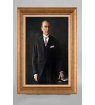 Çerçeveli Paspartulu Atatürk Tablo a532 (Gold)