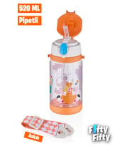 Vagonlife Diller 520 ML Kalın Pipetli Tritan Su Matarası -Taşıma Askılı-Okul Çocuk Matarası -FFD2408 (Turuncu)