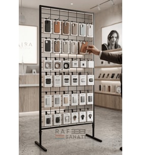 90x190 cm Ayaklı Tel Pano Metal Stand Duvara Monte Grid Panel Mağaza Market Telefoncu Bijuteri Askılık Standı