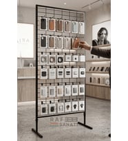 90x190 cm Ayaklı Tel Pano Metal Stand Duvara Monte Grid Panel Mağaza Market Telefoncu Bijuteri Askılık Standı
