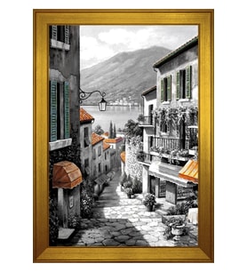 Manzara Temalı Kanvas Tablo 80 x 110 cm Gold Çerçeve