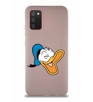 Samsung Galaxy A02S Soft Premier Kapak Donald Duck-E Tasarımlı Silikon Kılıf - Pudra (Şeffaf)