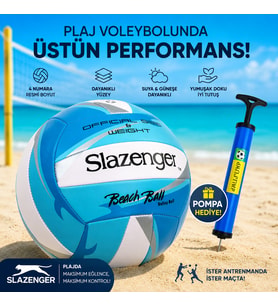 Slazenger 4 Numara Plaj Voleybol Topu + Pompa Hediyeli Resmi Boyut ve Ağırlık