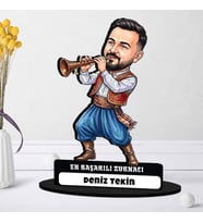 Zurnacı Müzisyene Hediye Kişiye Özel Karikatürlü Biblo