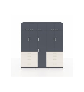 Kronos Dolap 8 Raflı 8 Çekmeceli 3 Askılı 220x59x243 Antrasit-Antrasit/Aytaşı