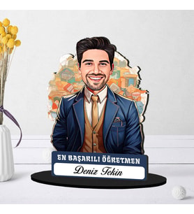 Kişiye Özel Erkek Öğretmene Hediye Karikatürlü Biblo