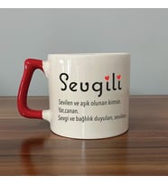 Sevgili Baskılı Kırmızı Kulplu D Kupa