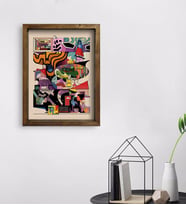 BK Gift Modern Soyut Tasarımlı Doğal Masif Ahşap Çerçeveli Tablo 45x65cm-11