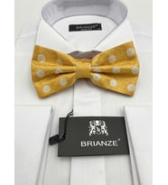 Brianze Beyaz Puantiyeli Altın Sarısı Papyon