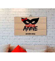 BK Gift Kişiye Özel Süper Anne Tasarımlı Otantik Ahşap Palet Tablo-1