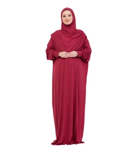 Tek Parça Namaz Elbisesi Seti, Viskon Yumuşak Tesettür Abaya, Rahat Hazır Şal Başörtüsü Takım