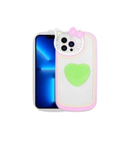 Apple iPhone 13 Pro Uyumlu Kılıf Kedi Figürlü Transparan Pop Soketli Zore Ritmik Kapak (Beyaz)