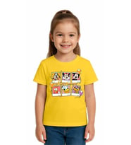 Unisex Disney Baskılı Çocuk Tişört pamuklu penye kumaş (Sarı)