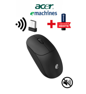 eMachines Sessiz Kablosuz Mouse – USB Alıcılı, Pil Hediyeli, Ev ve Ofis için – EAM080