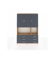 Arges Gardrop 6 Raflı 6 Çekmeceli 3 Kapaklı 132x30x195 Çam-Antrasit